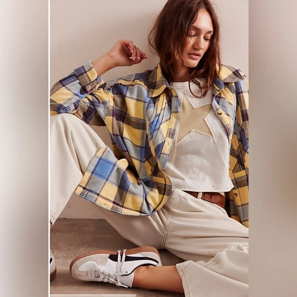 55-Free People We The Free Layla Plaid Shirt - Picture 2 of 5